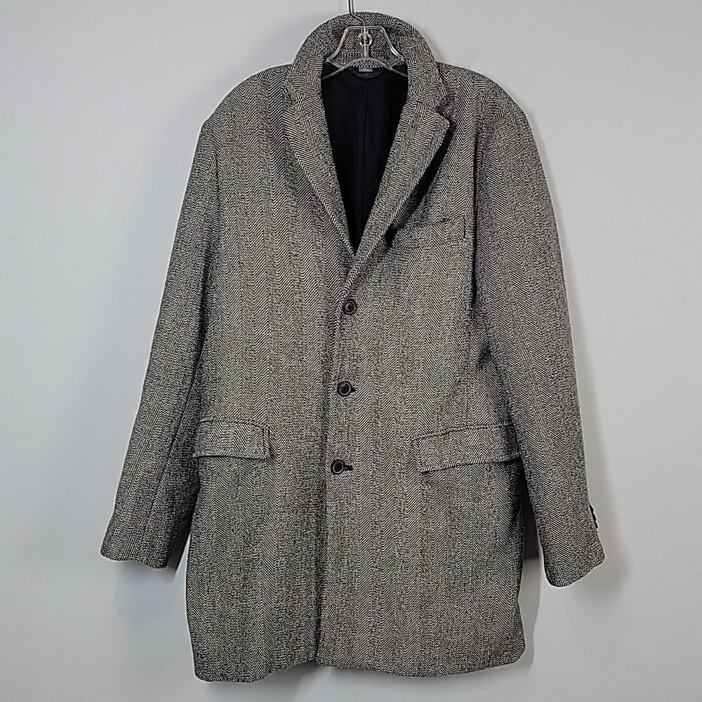 Men's Old Navy Wool Tweed Topcoat dress up jacket size medium